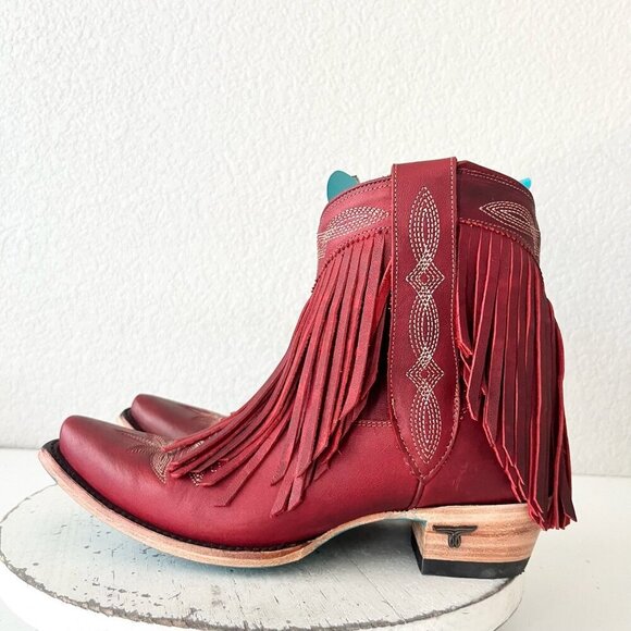 Lane SENITA FALLS Womens Cowboy Bootie 8.5 Red Fringe Western Cowgirl Boots - Picture 4 of 11